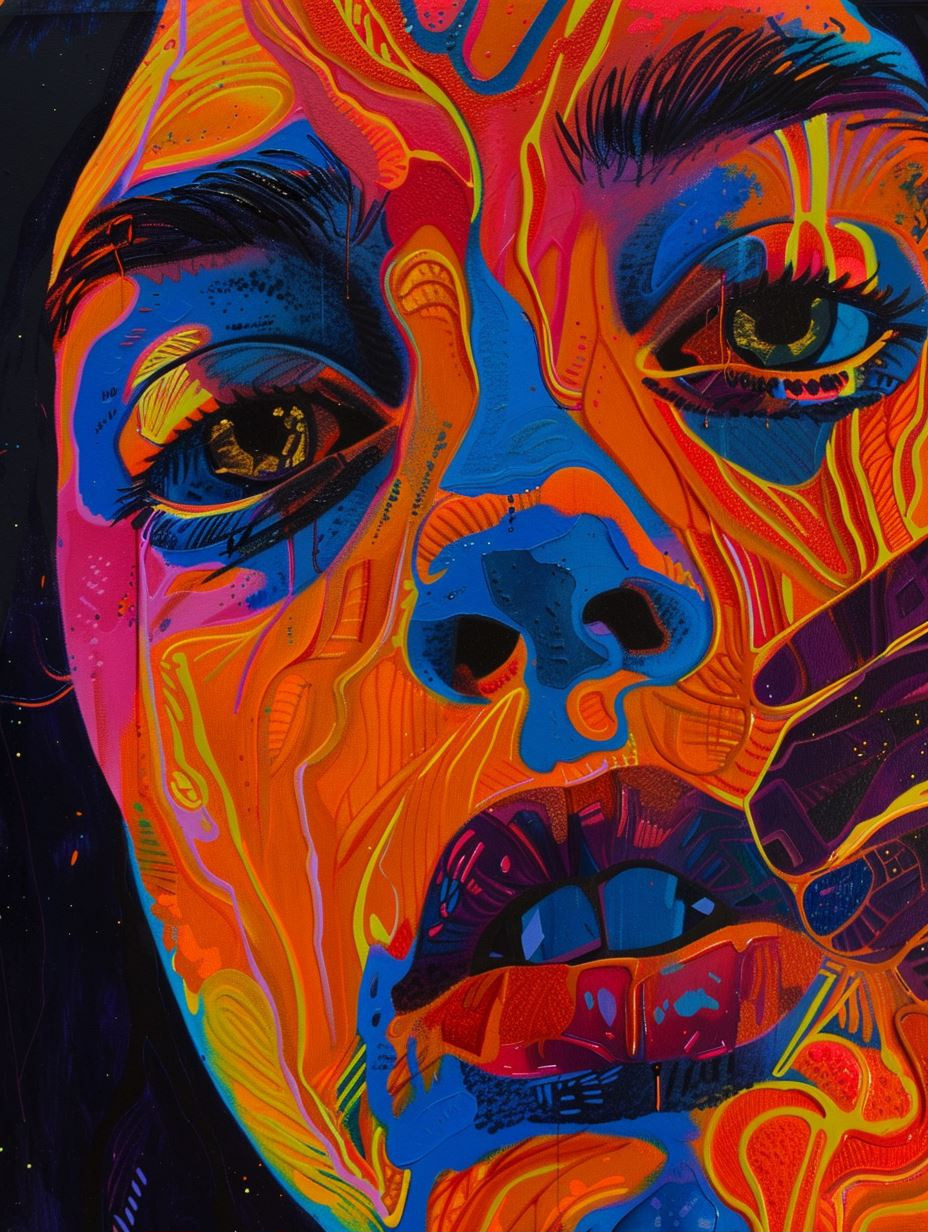 Neon Psychedelic Portrait Fusion