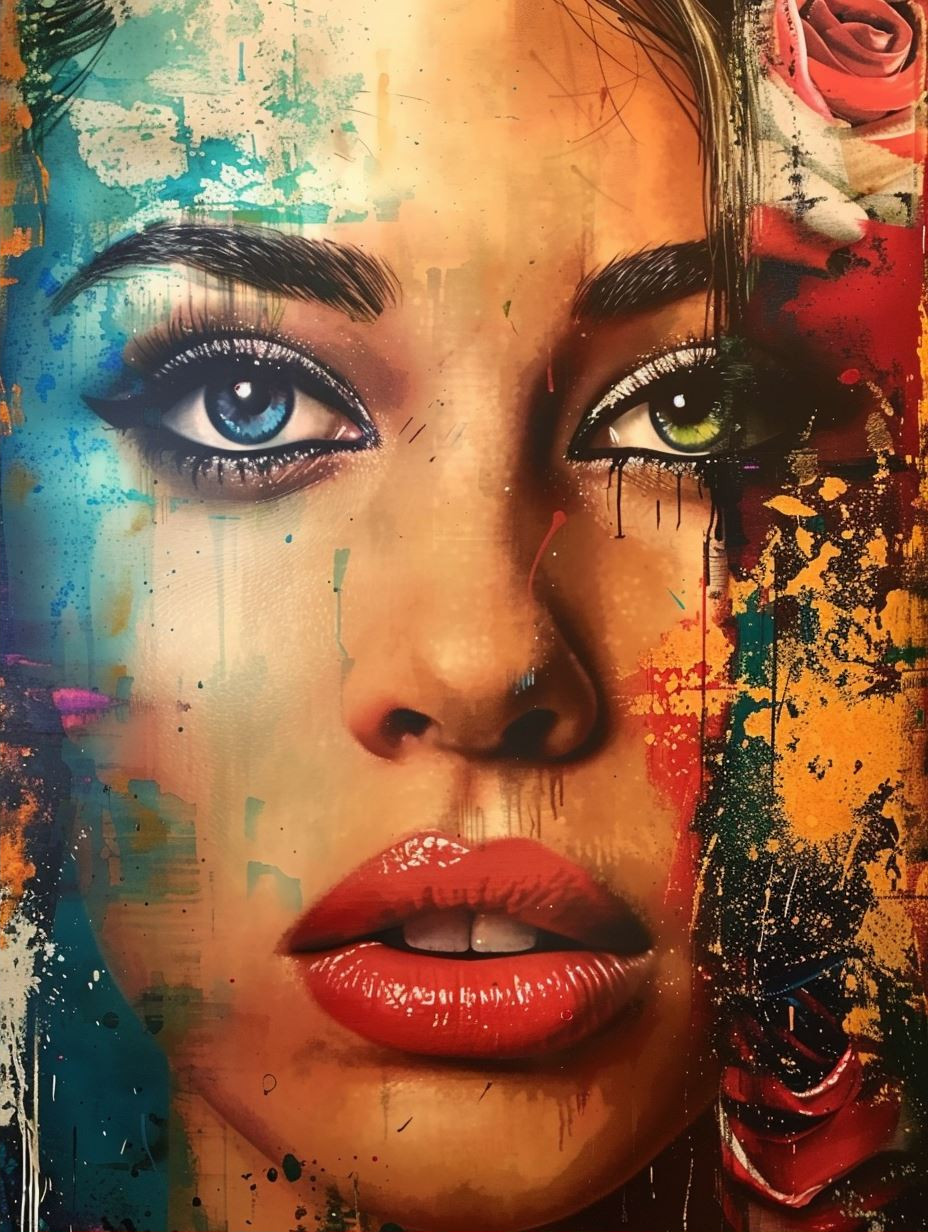 Hyper-Realistic Crimson Lip Portrait