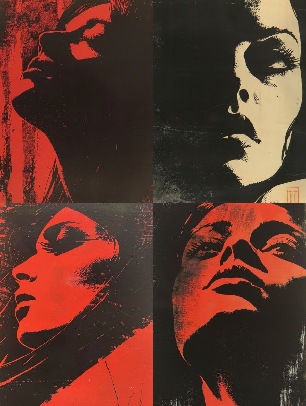 Crimson Noir Silhouette Portrait