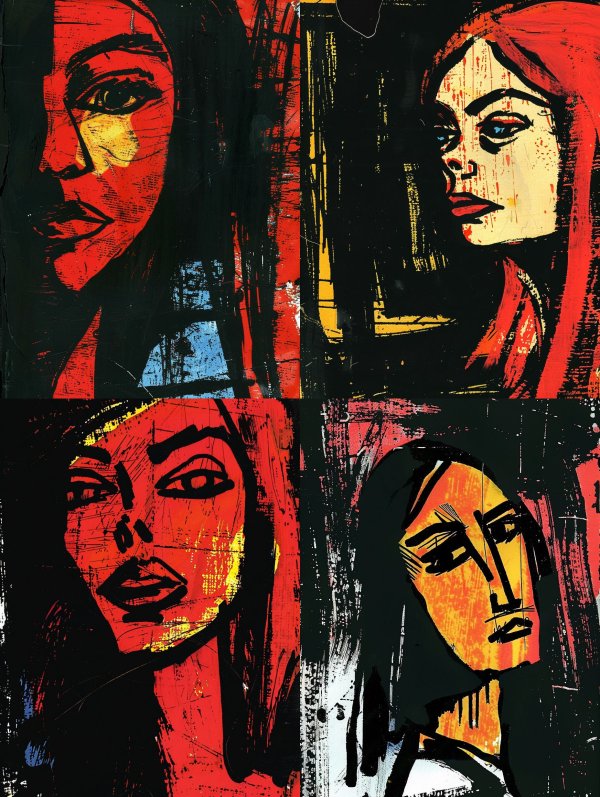 Crimson Shadows Urban Expressionism