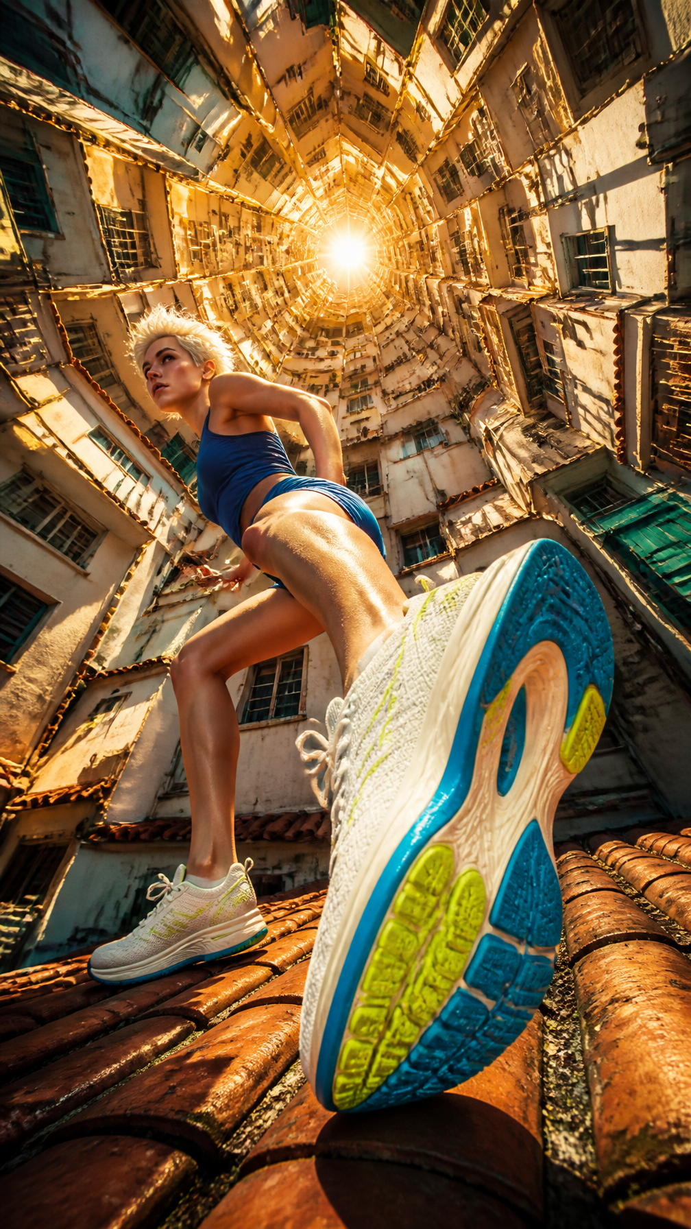 From an extreme low-angle vertical vortex perspective loo...