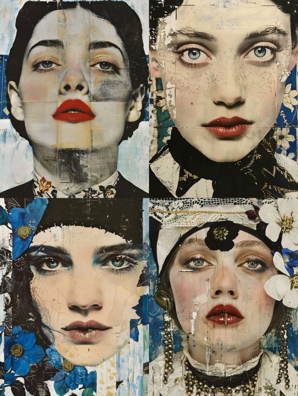 Fragmented Elegance in Mixed Media