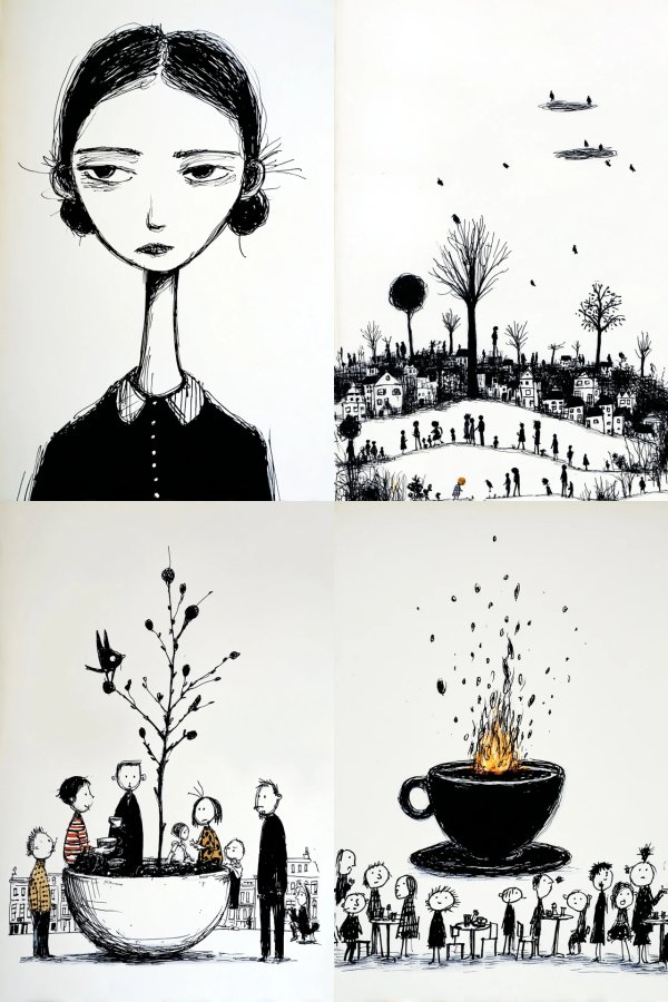 Melancholy Ink Portrait