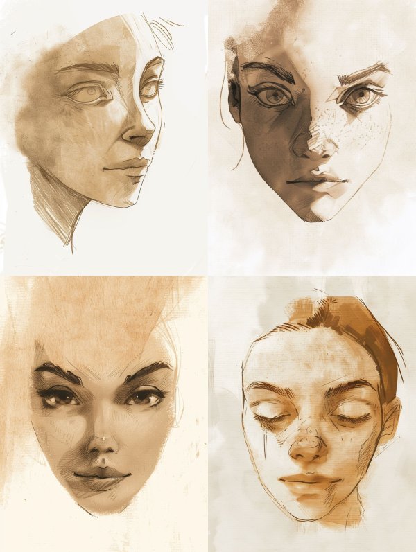 Sepia Toned Ethereal Portrait Sketch