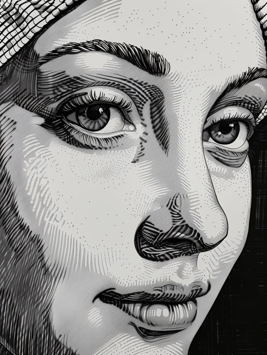 Monochrome Halftone Portrait Study