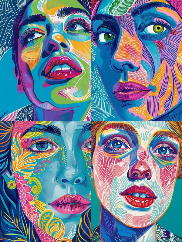 Vibrant Neon Prism Portrait