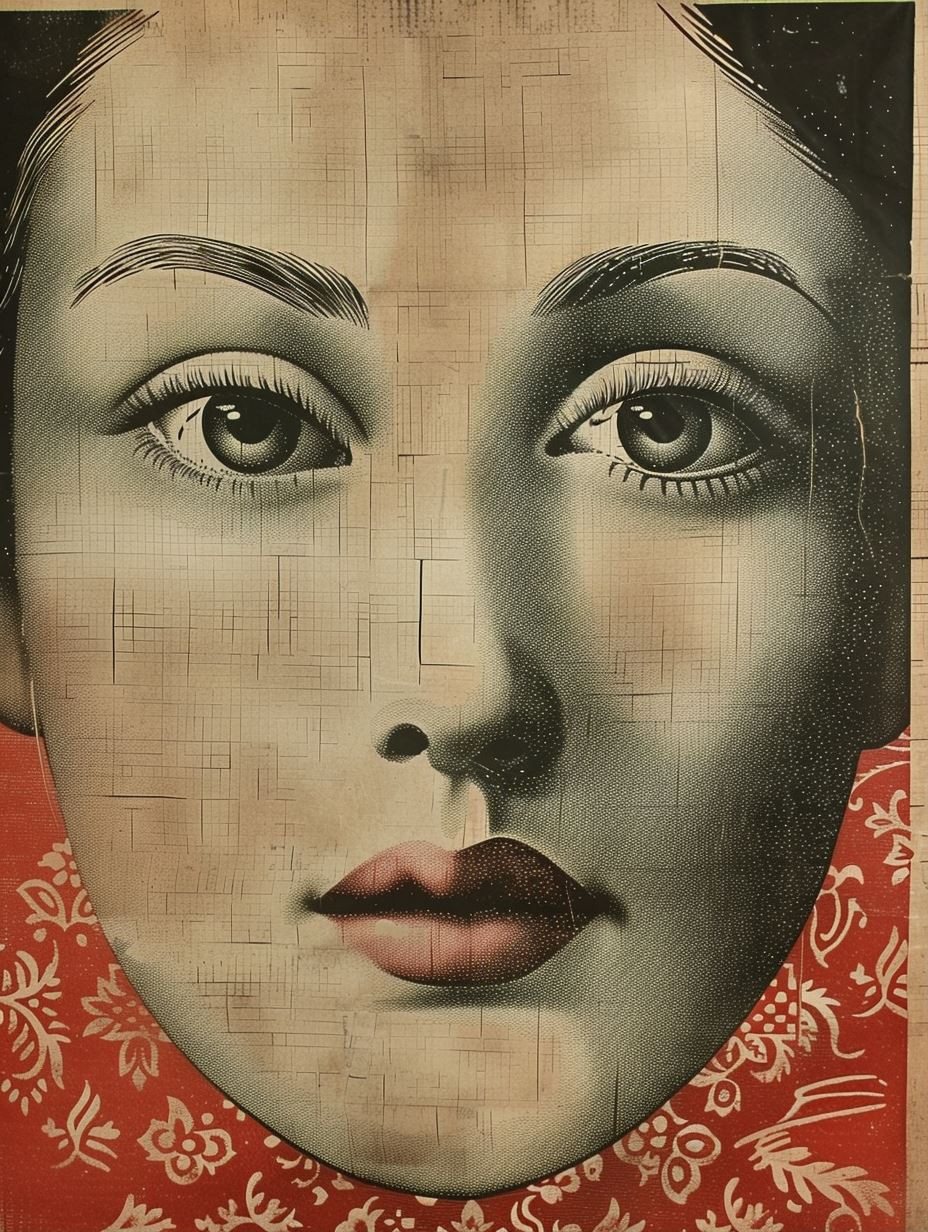 Vintage Halftone Pop Art Portrait - Image 1
