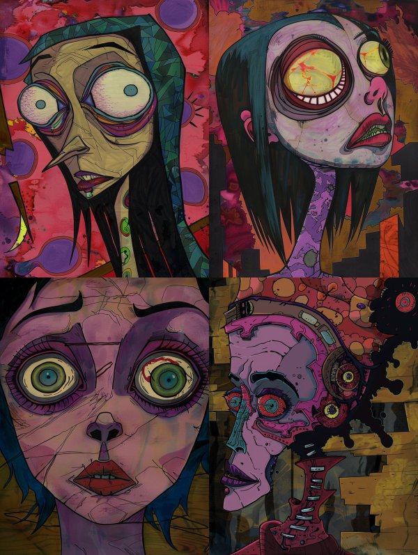 Surrealist Gaze in Crimson Hues