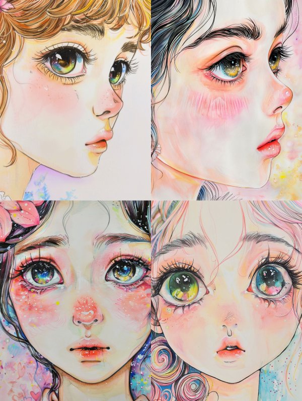 Ethereal Gaze in Watercolor
