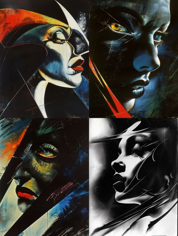 Futuristic Noir Cybernetic Portrait