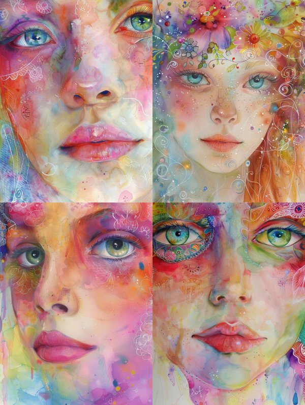 Ethereal Watercolor Dream Portrait