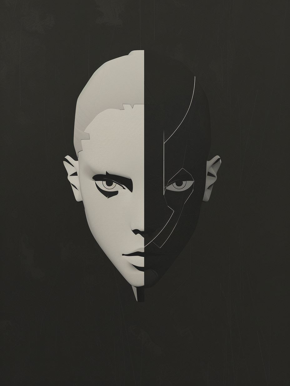 Minimalist Cybernetic Android Portrait