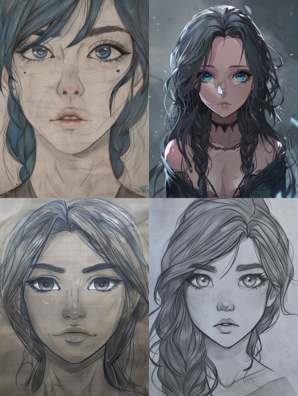 Melancholy Blue Sketch Portrait