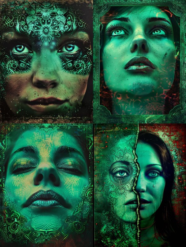 Emerald Mysticism Floral Portrait