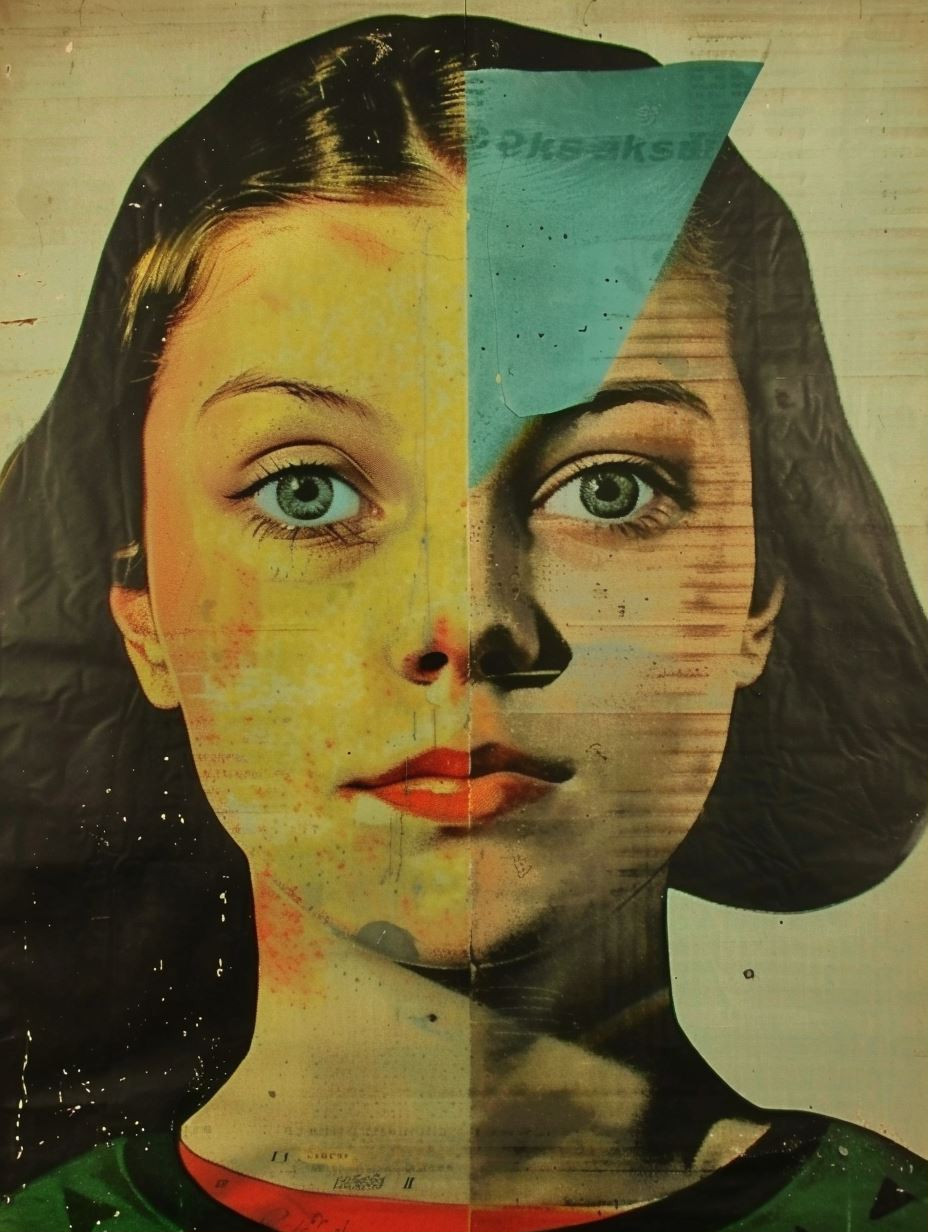 Fragmented Vintage Collage Portrait