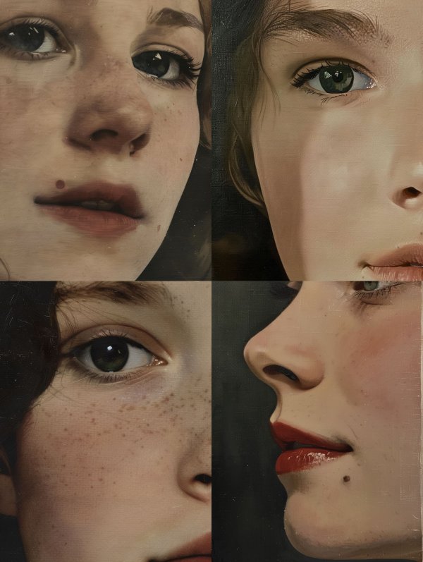 Ethereal Gaze in Textured Grain