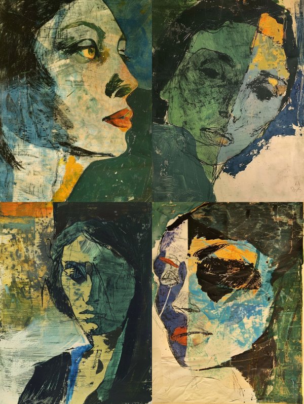Fragmented Portraits in Moody Hues