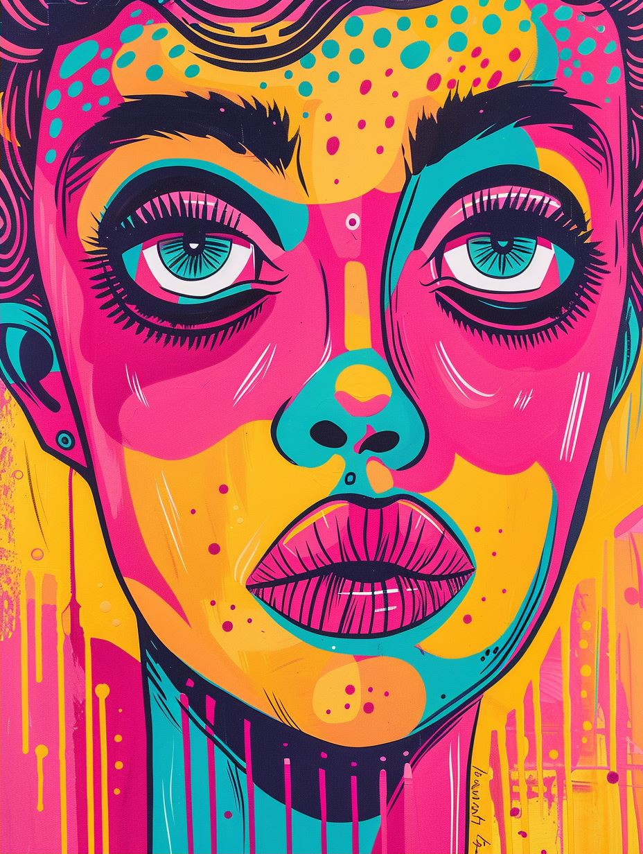 Neon Psychedelic Pop Art Portrait