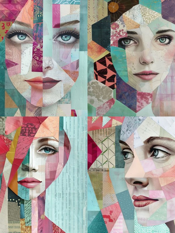 Fragmented Gaze Mixed Media Portrait