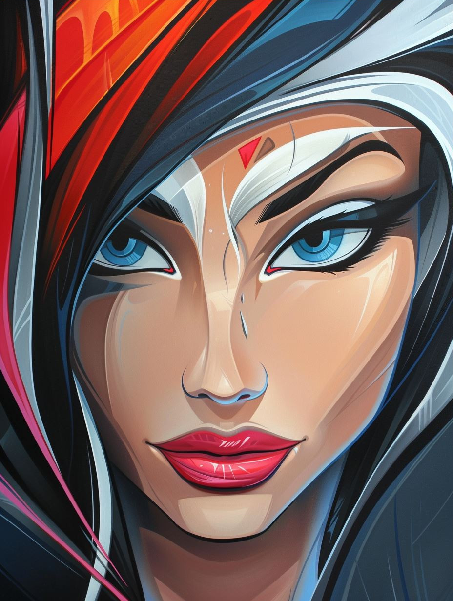Electric Azure Gaze Portrait