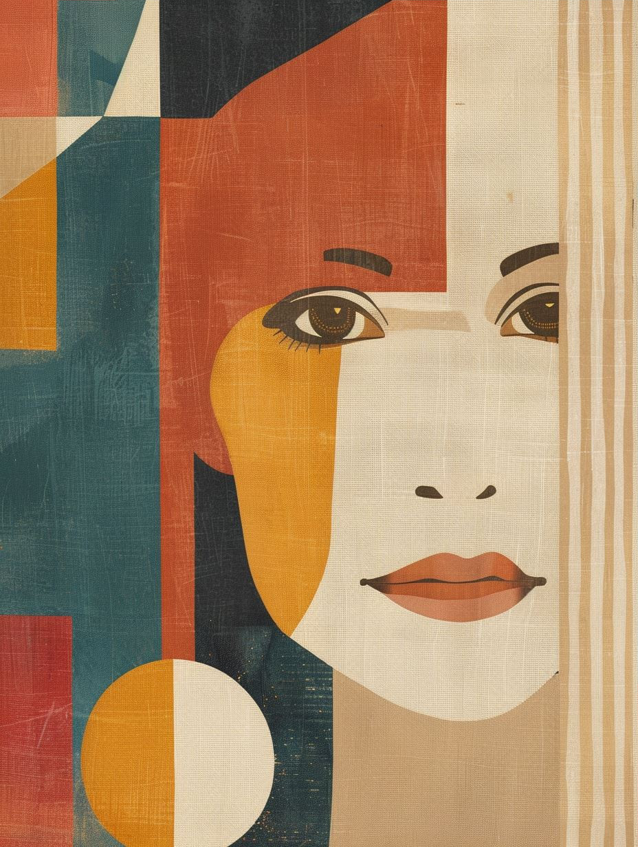 Geometric Mid-Century Modern Portrait
