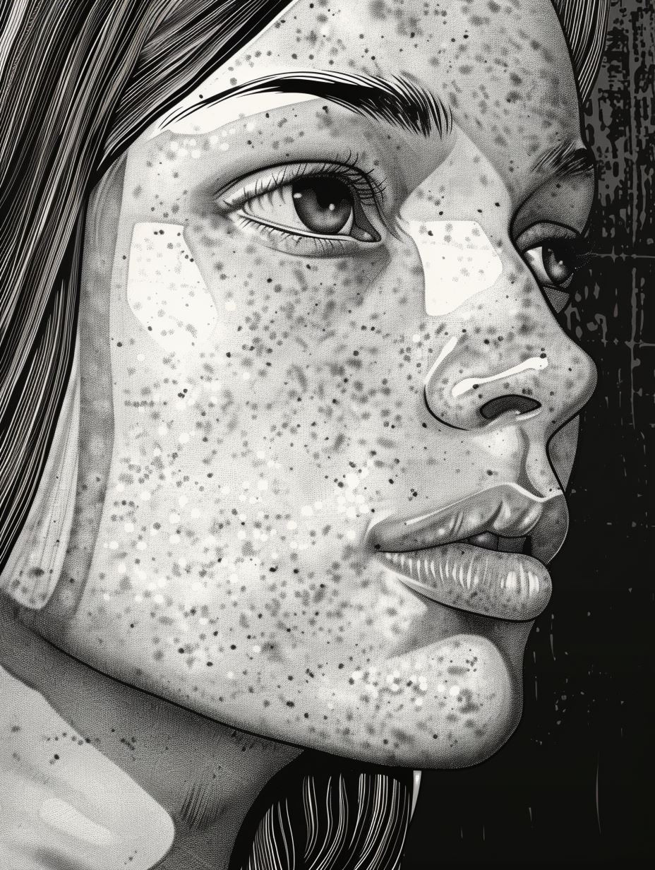 Monochrome Halftone Portrait Study