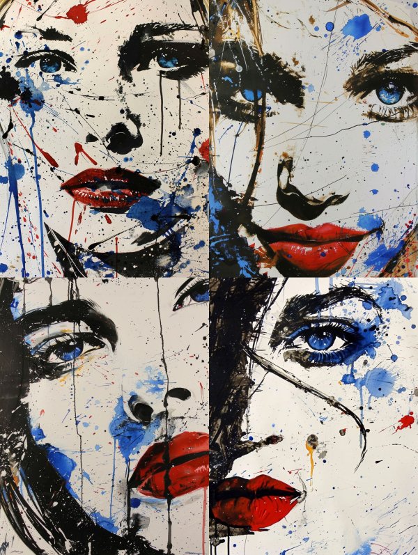 Abstract Blue Splatter Portraiture