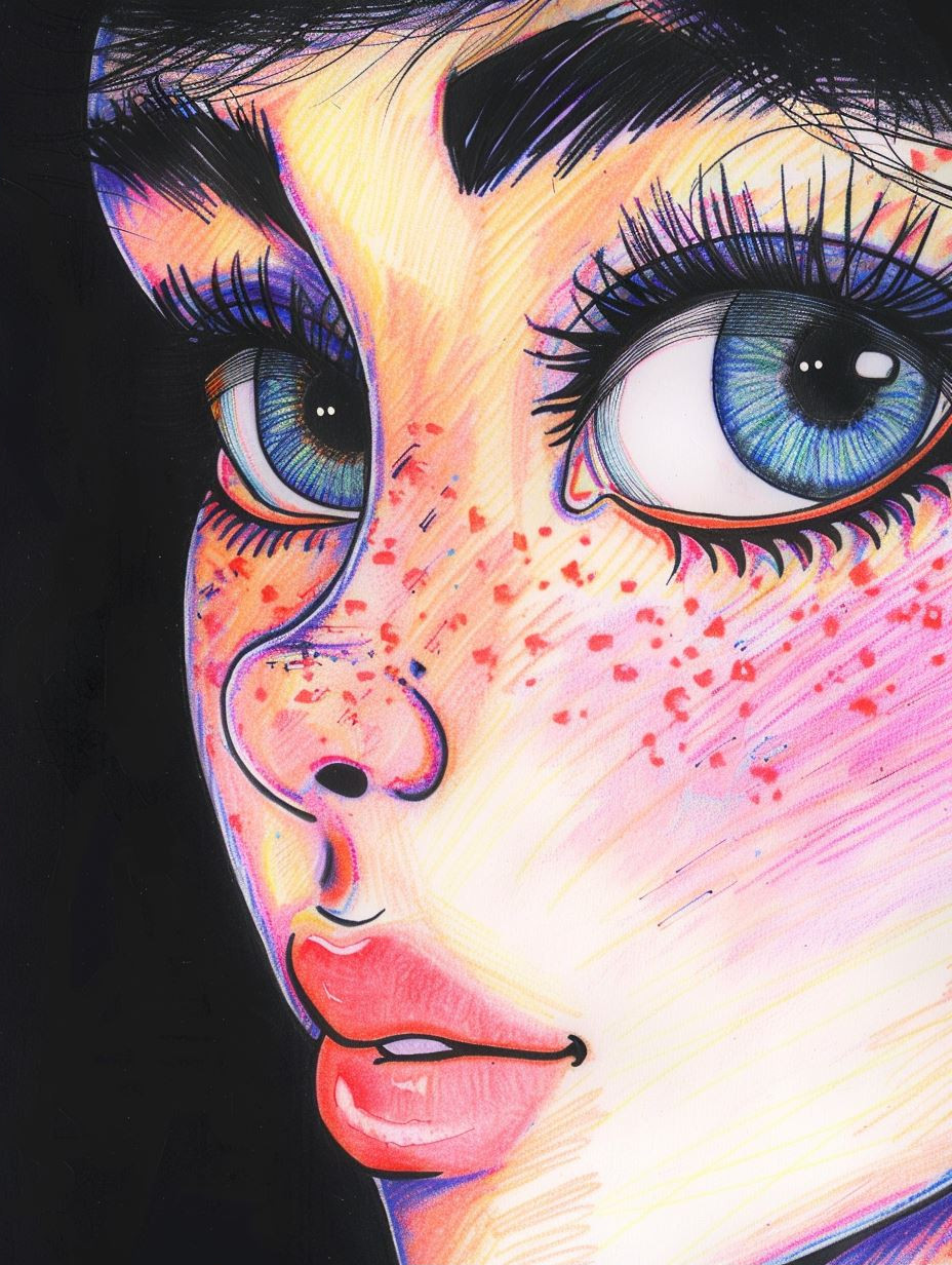 Neon Prism Portrait Sketch