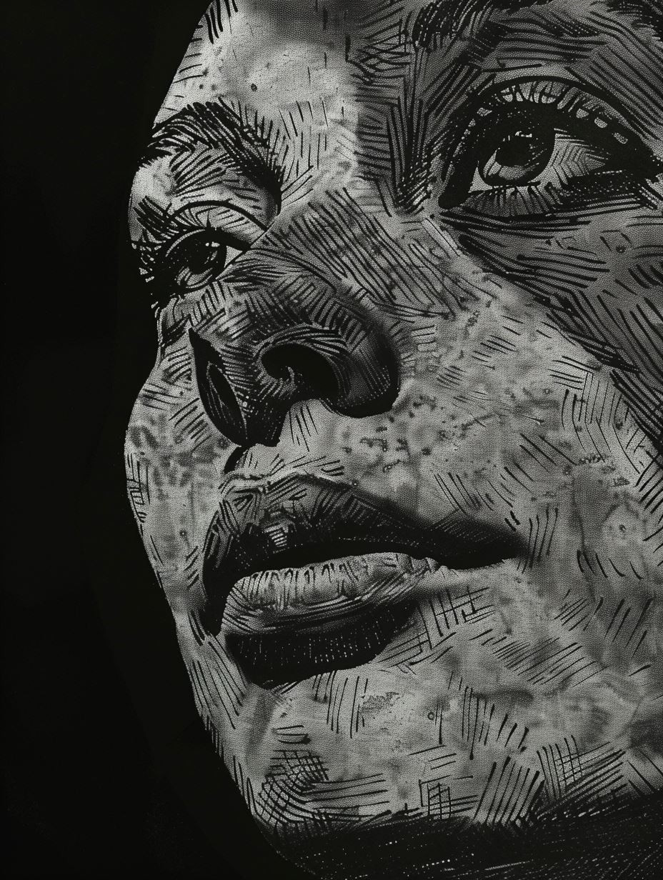 Gritty Monochrome Ink Portrait