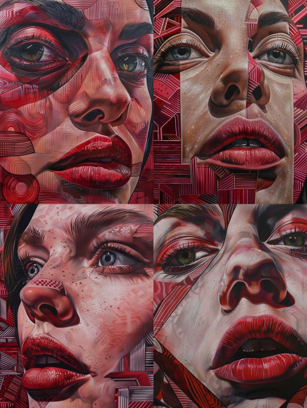 Crimson Geometric Portrait Study