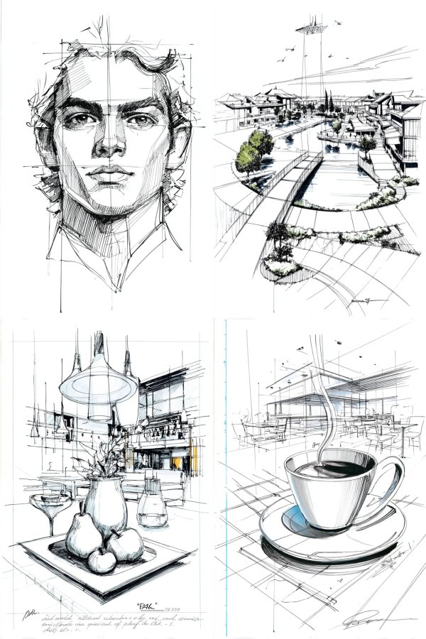Architectural Ink Portrait