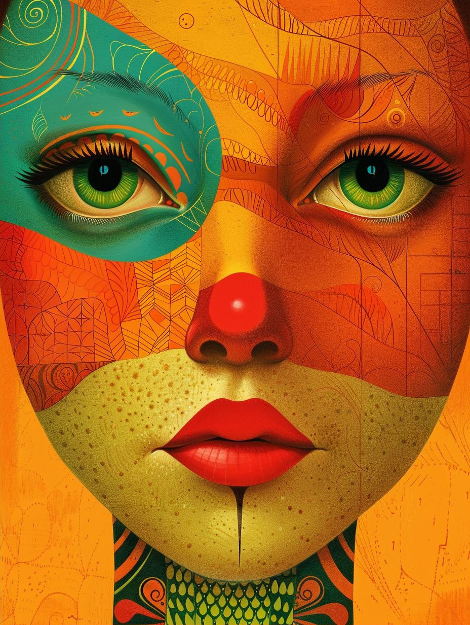 Vibrant Psychedelic Floral Portrait
