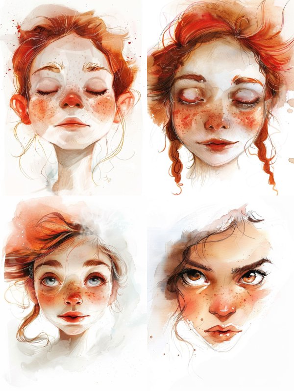 Ethereal Red-Haired Dreamer Portrait