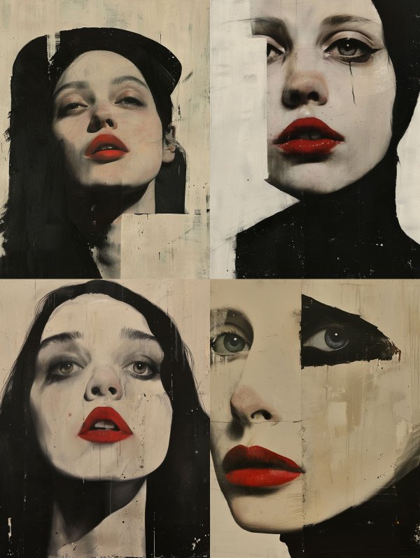 Crimson Lips in Monochrome Contrast