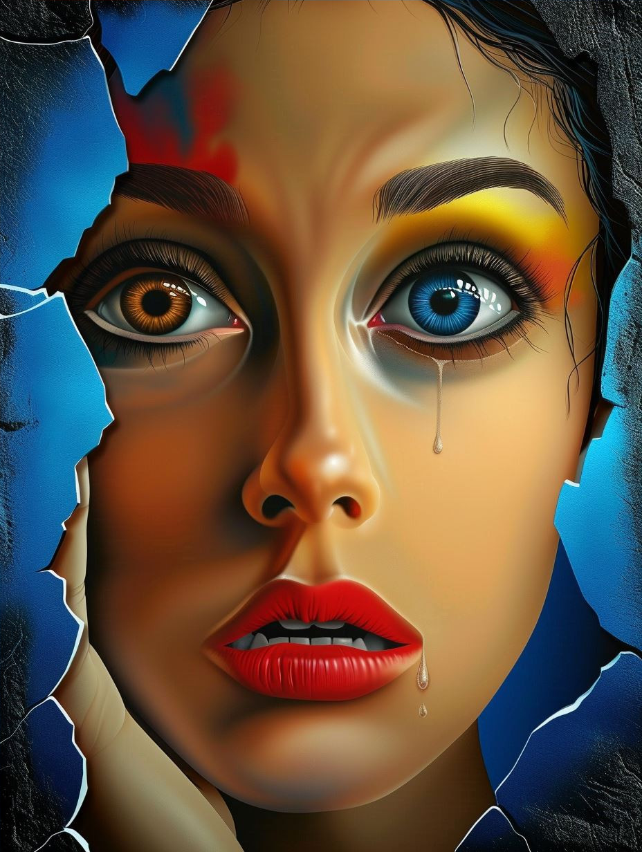 Fragmented Beauty in Surreal Contrast
