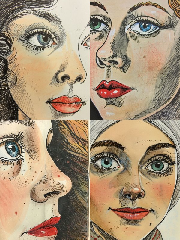 Vintage Ink Portrait Study