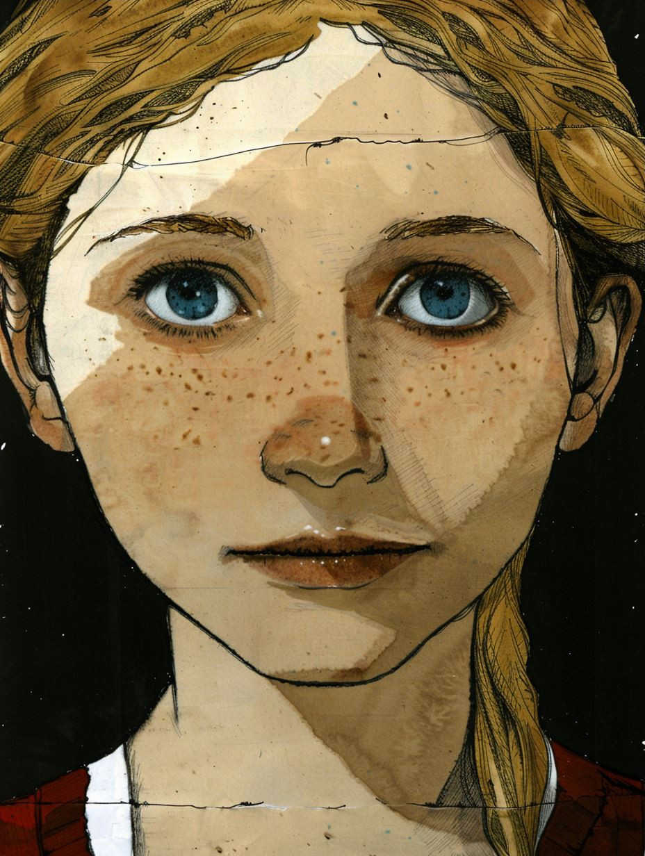 Melancholic Modern Graphic Portrait