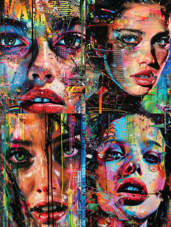 Fragmented Portraits of Neon Emotion