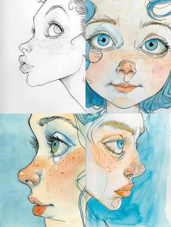 Ethereal Ink Line Portrait