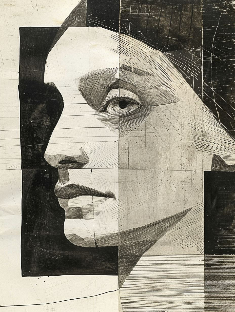 Fragmented Monochromatic Portrait Study