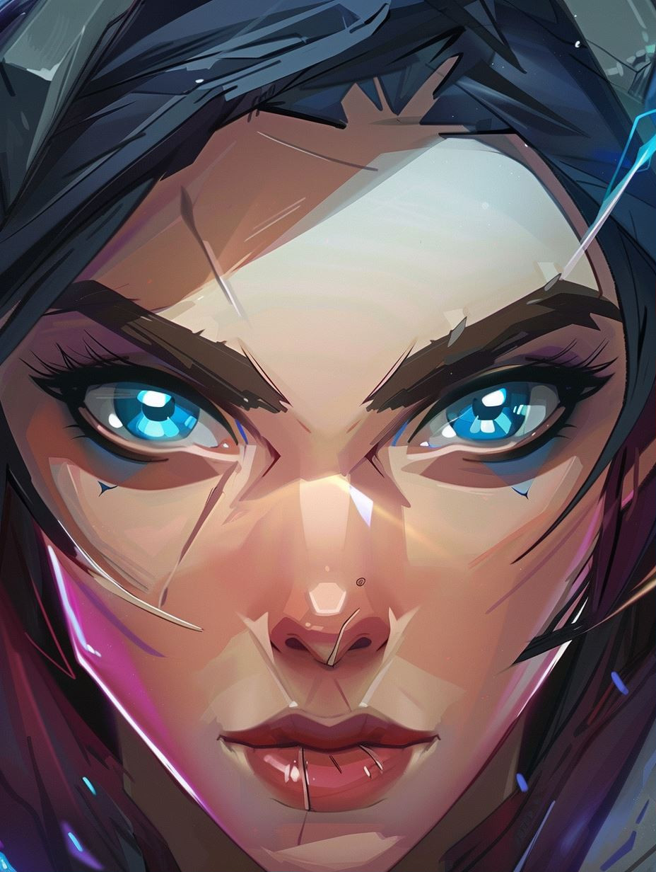 Neon Cybernetic Gaze Portrait