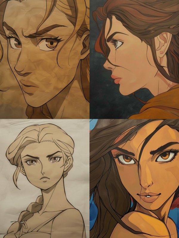Vintage Crumpled Paper Anime Portrait