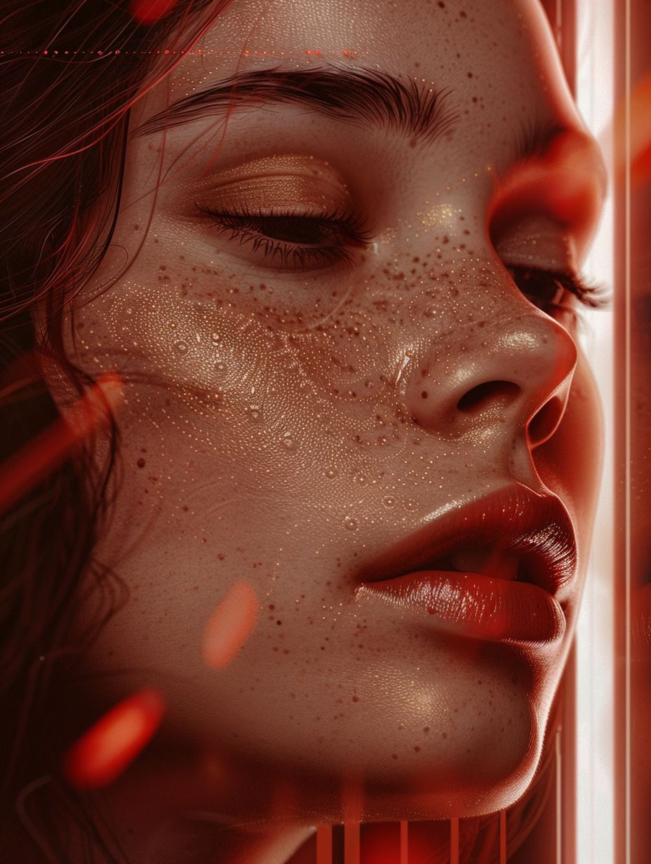 Crimson Circuitry Cybernetic Portrait