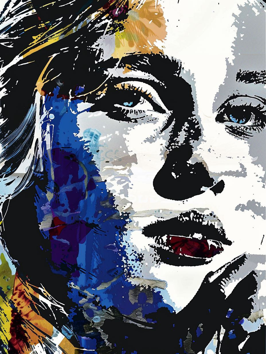 Abstract Cobalt Expressionist Portrait