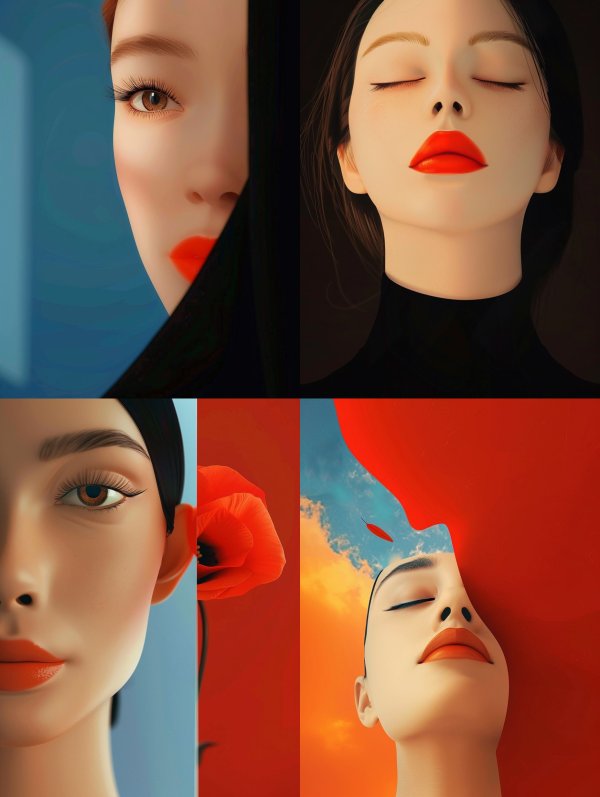 Crimson Contrast Minimalist Portraits