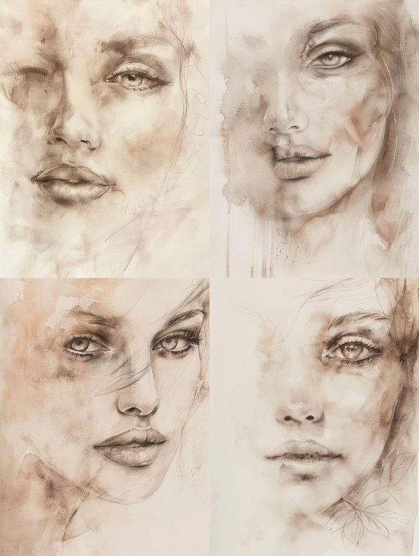 Ethereal Sepia Charcoal Portrait