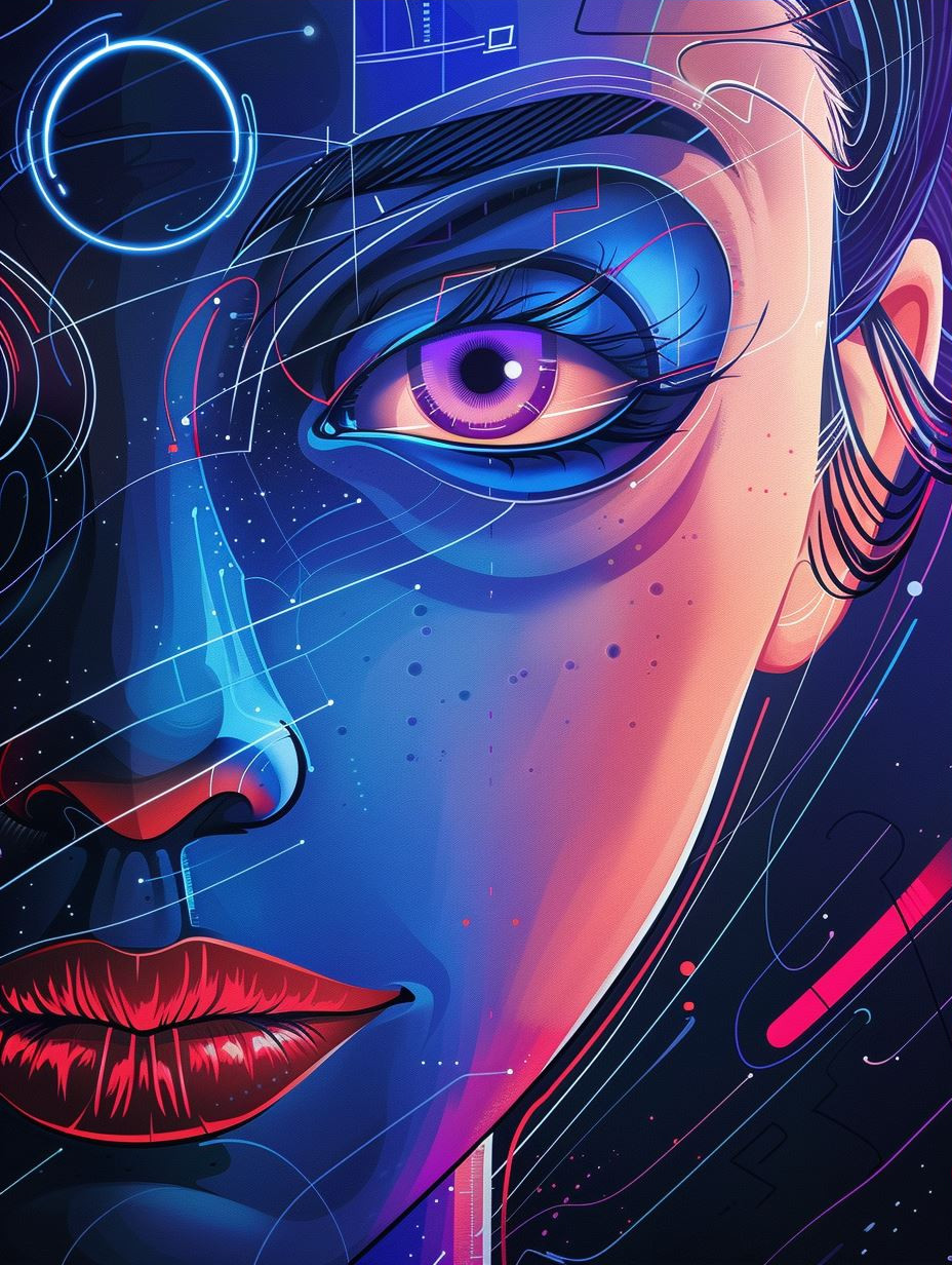 Neon Dreams Ethereal Portrait