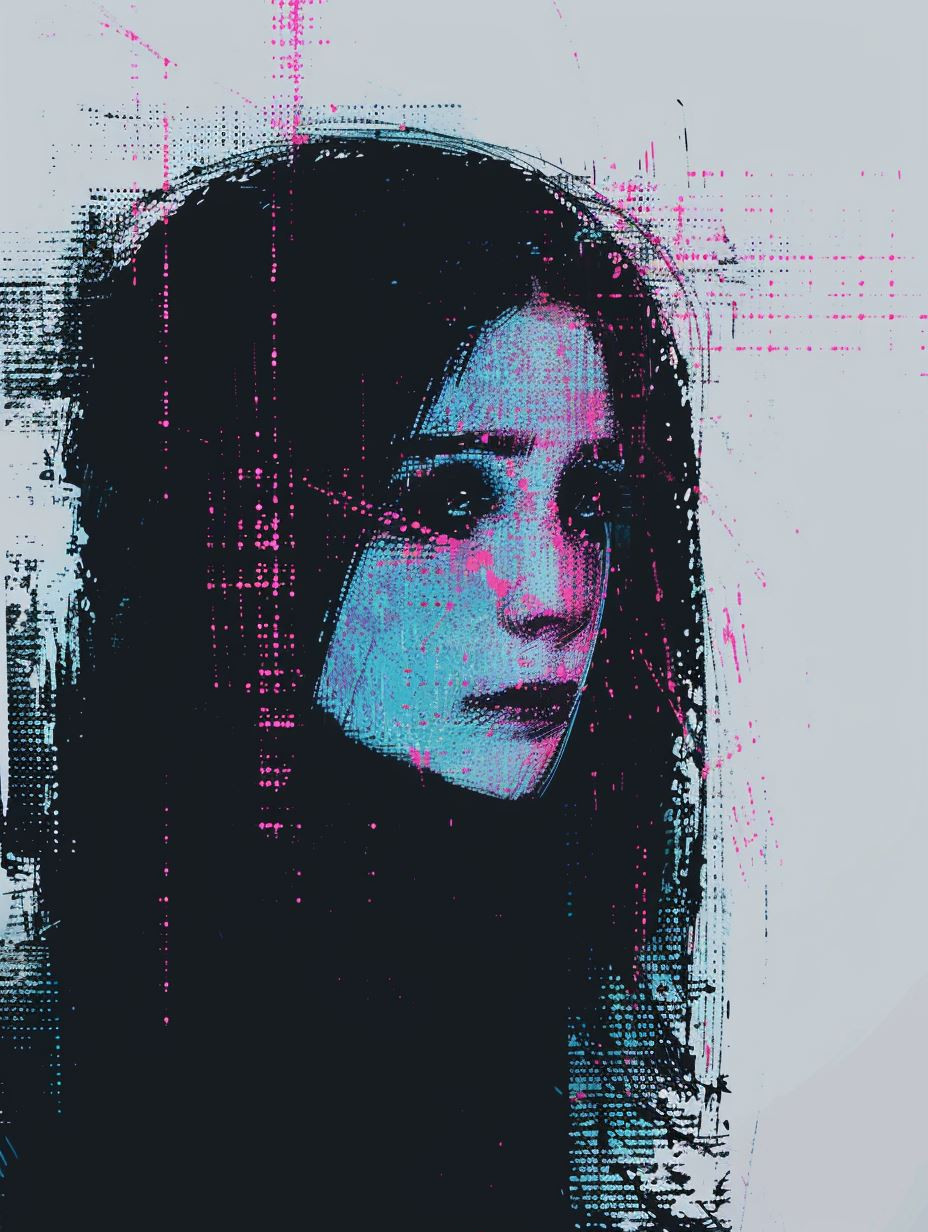 Digital Glitch Ethereal Portrait