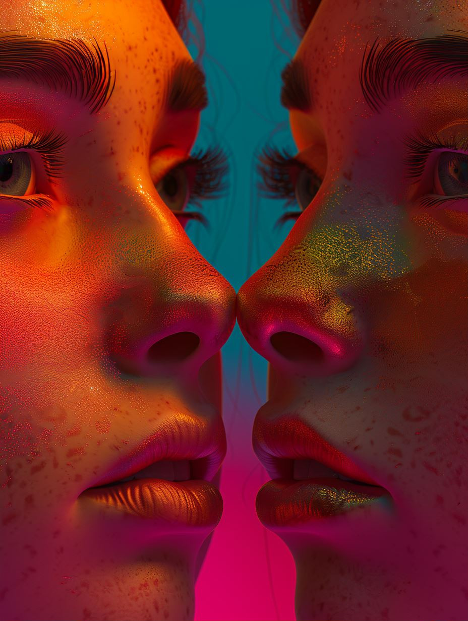Neon Prism Facial Symmetry