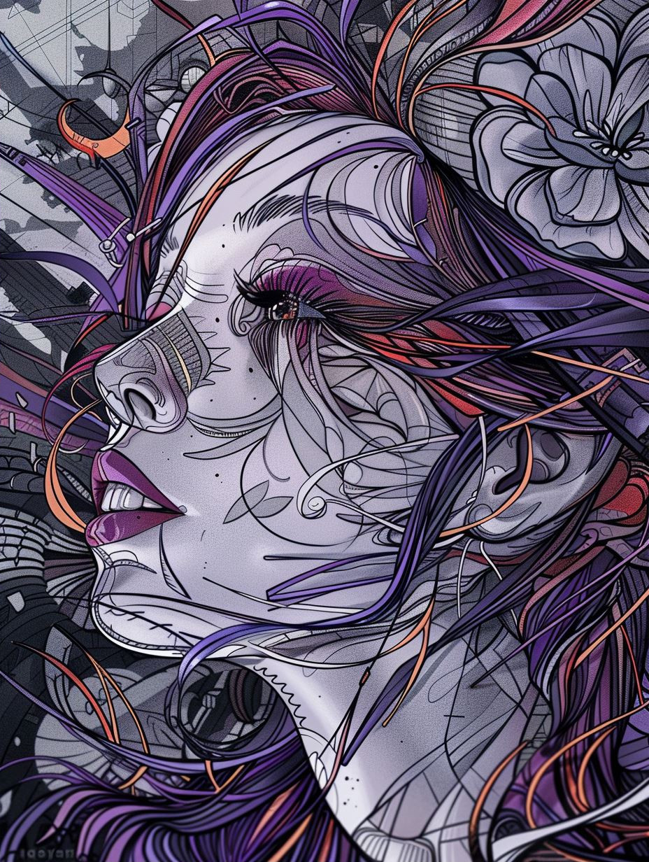 Cybernetic Soul in Violet Hues